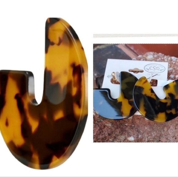 Catherine Stein Faux Tortoise‎ shell hoops NWT - Picture 1 of 7